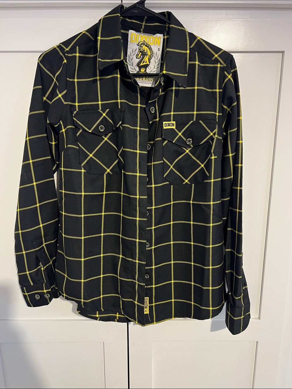 DIXXON Black shirt with Yellow Grid Plaid Button-Down